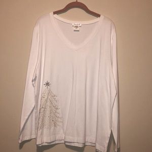 Kate Hill women’s Long sleeve Tree Embellished Top